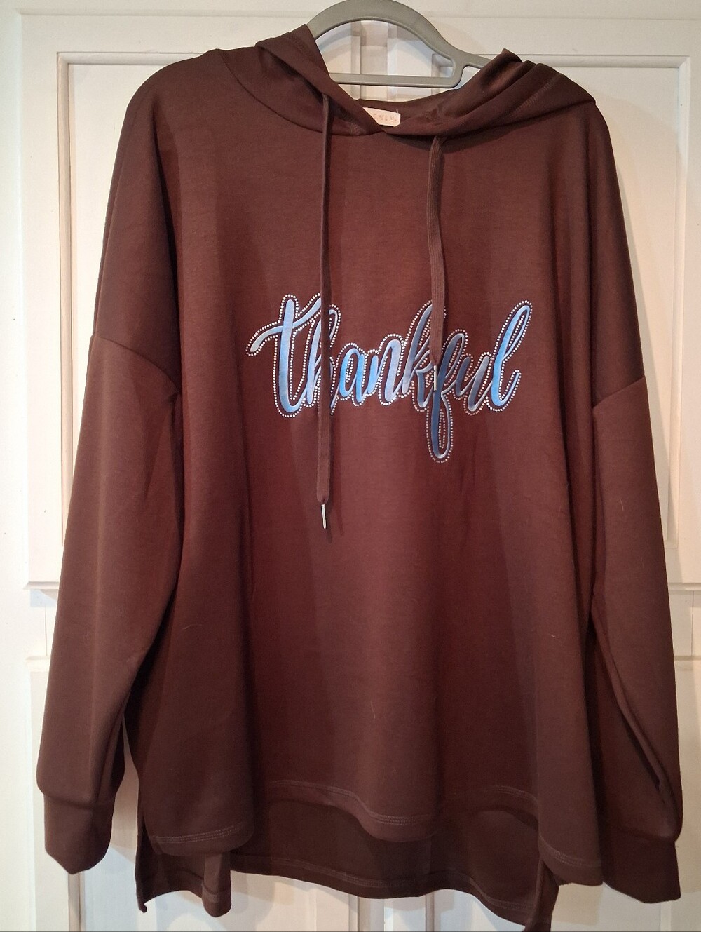 Good Days Only Women's Brown Pullover Hoodie Size 3X Thankful Graphic